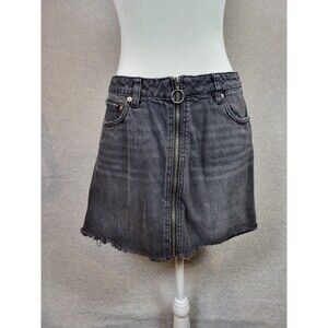 We The Free Faded A Line Womens Medium Mini Skirt Black Denim Casual Distressed
